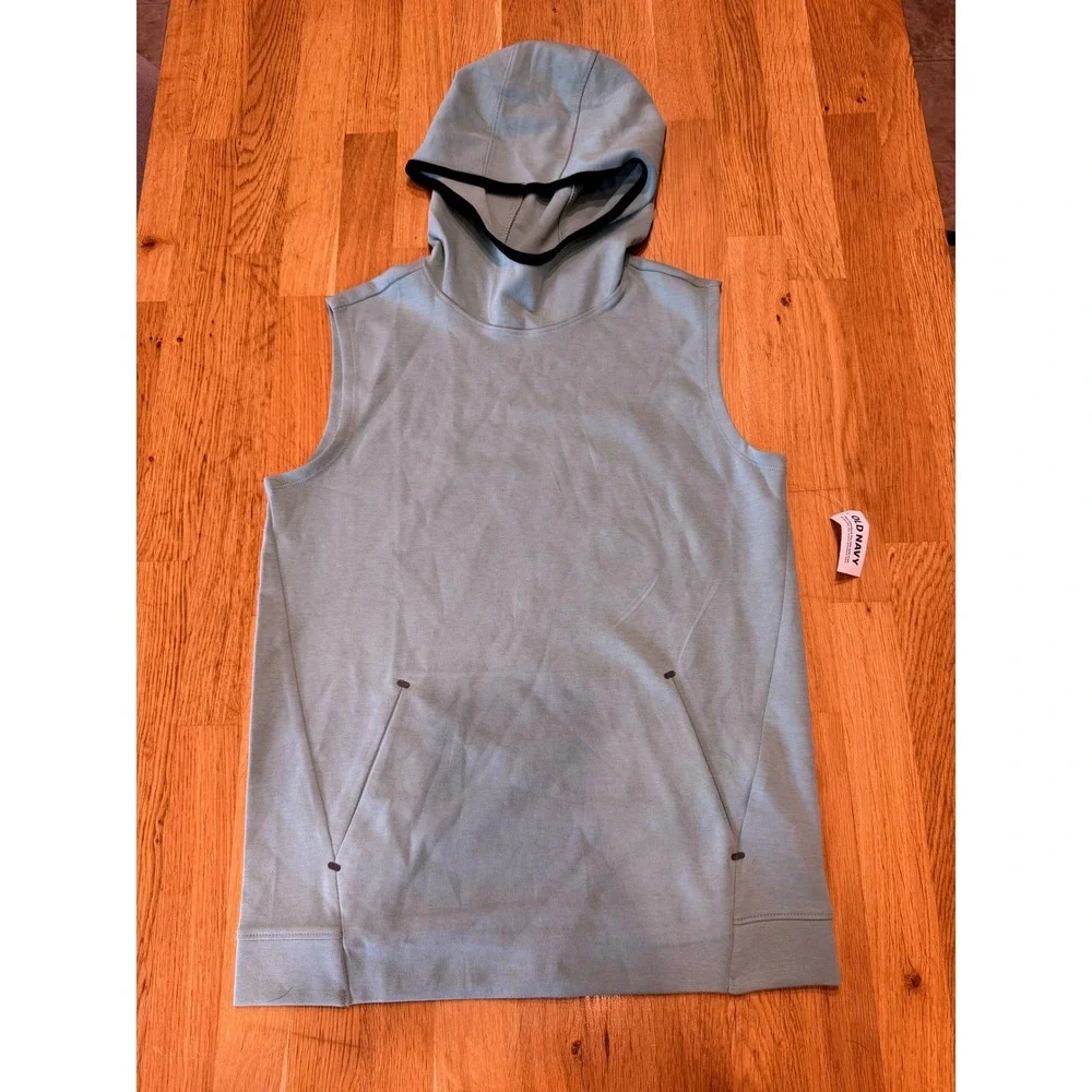 Old Navy Active Boys XL 14-16 Dynamic Fleece Sleeveless Hoodie Sage Green 873432